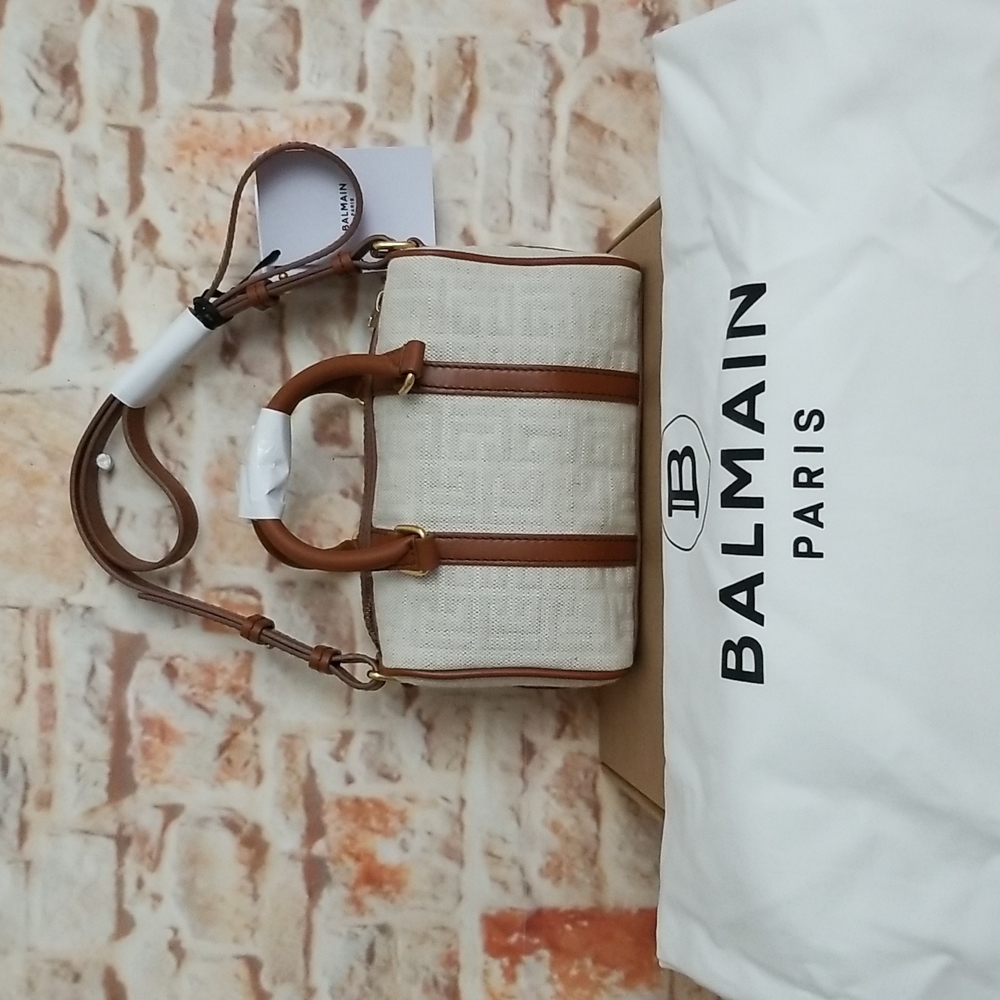 New BALMAIN B-Army Boston 20 Canvas Monogram Bag